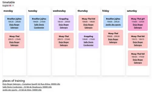 example timetable